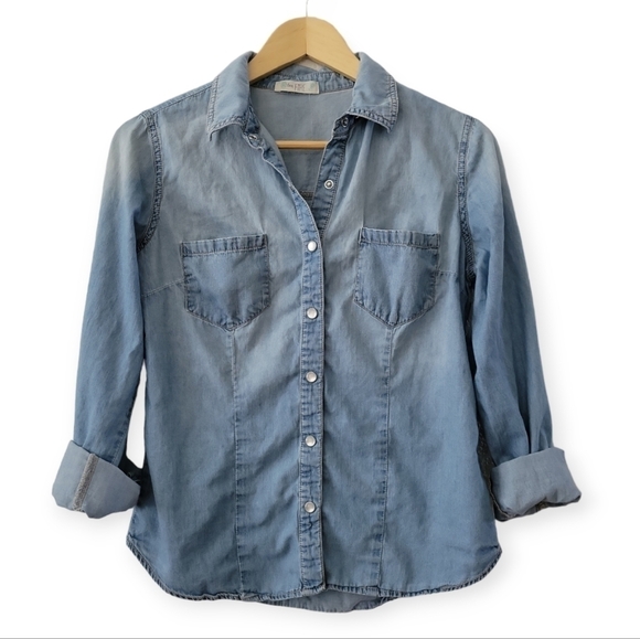 Love Fire Button Up Chambray Shirt S - Picture 2 of 7